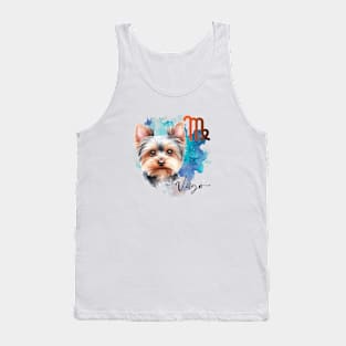 Virgo Zodiac Sign Cute Yorkshire Terrier watercolor art Tank Top